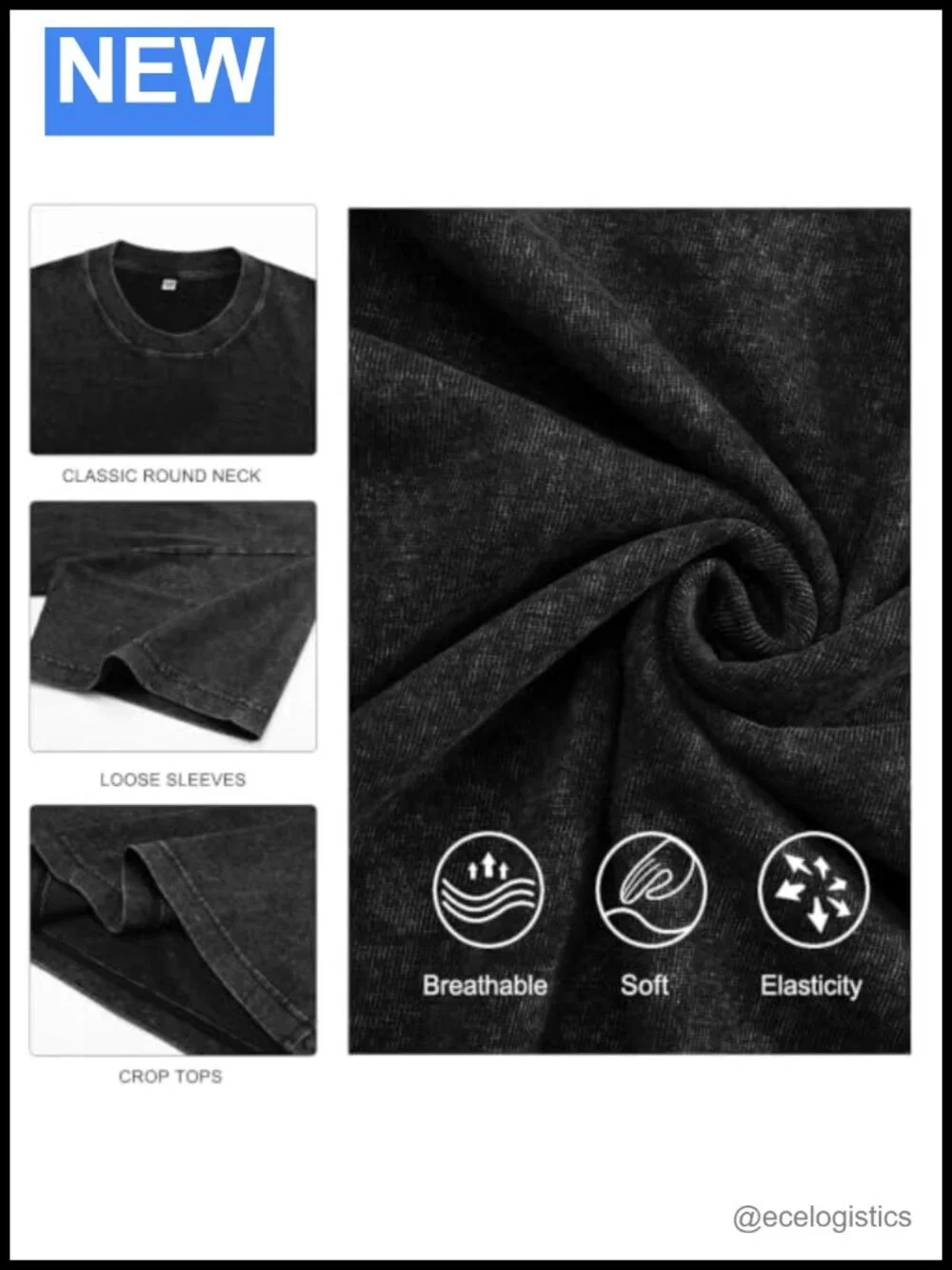 Oversized Acid Wash Cotton Crewneck Tee Loose Fit Short Sleeve Tops for Men